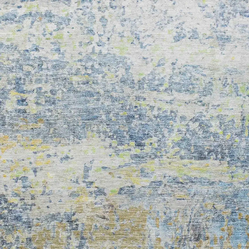 Blue Green And Ivory Abstract Washable Indoor Outdoor Area Rug Photo 6