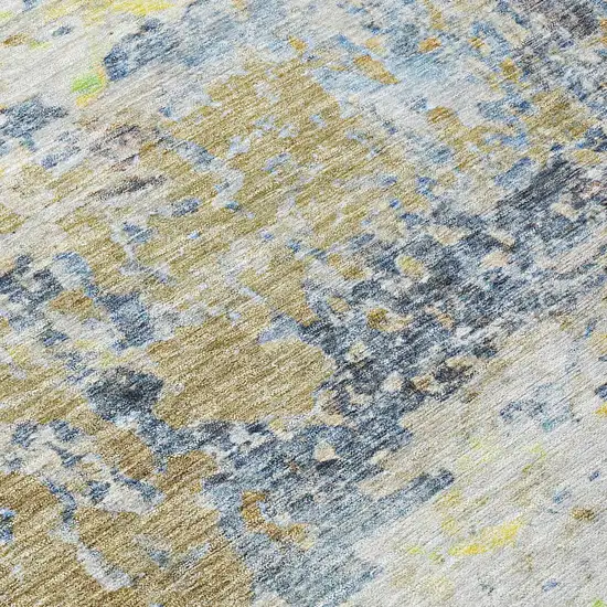 Blue Green And Ivory Abstract Washable Indoor Outdoor Area Rug Photo 5