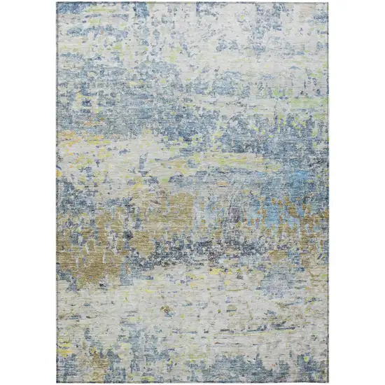 Blue Green And Ivory Abstract Washable Indoor Outdoor Area Rug Photo 2