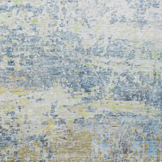 Blue Green And Ivory Abstract Washable Indoor Outdoor Area Rug Photo 6