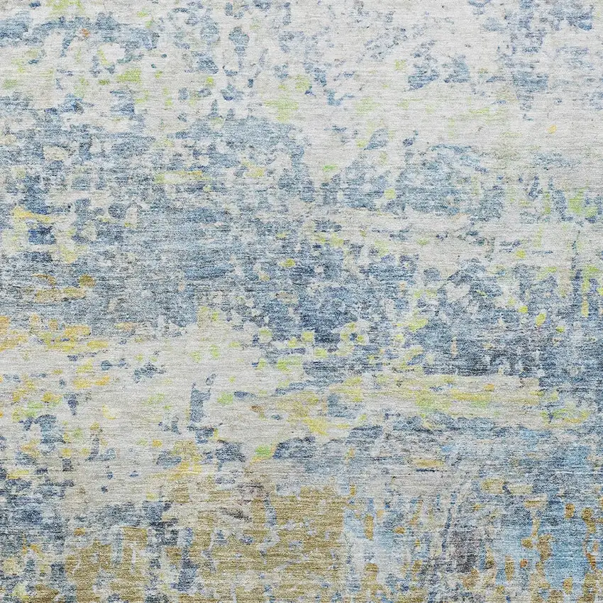 Blue Green And Ivory Abstract Washable Indoor Outdoor Area Rug Photo 6