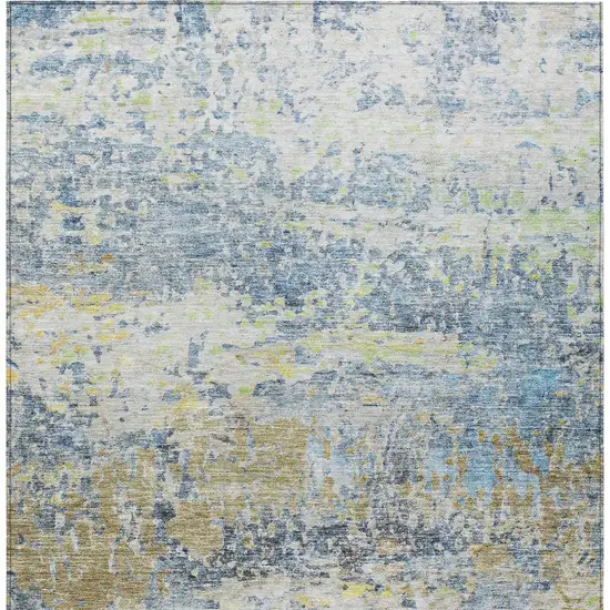 Blue Green And Ivory Abstract Washable Indoor Outdoor Area Rug Photo 7