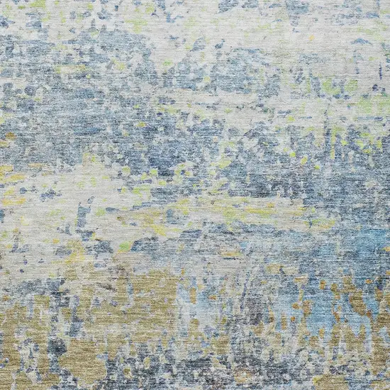 Blue Green And Ivory Abstract Washable Indoor Outdoor Area Rug Photo 6