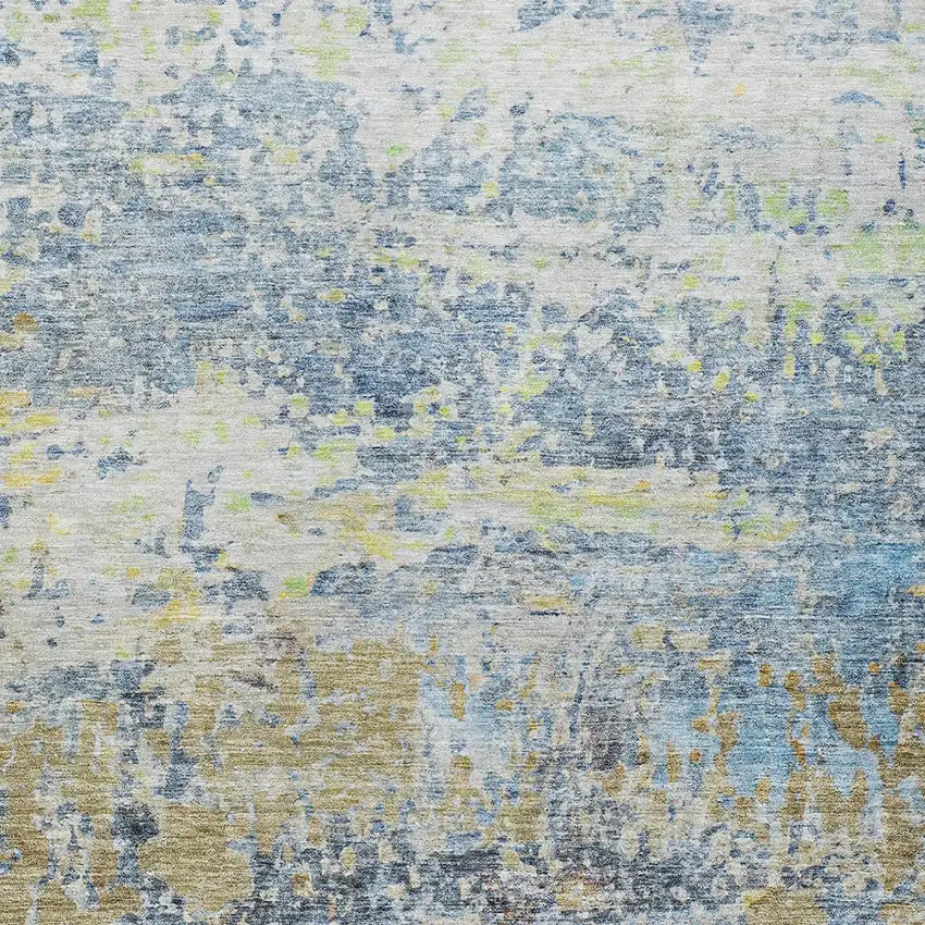 Blue Green And Ivory Abstract Washable Indoor Outdoor Area Rug Photo 6