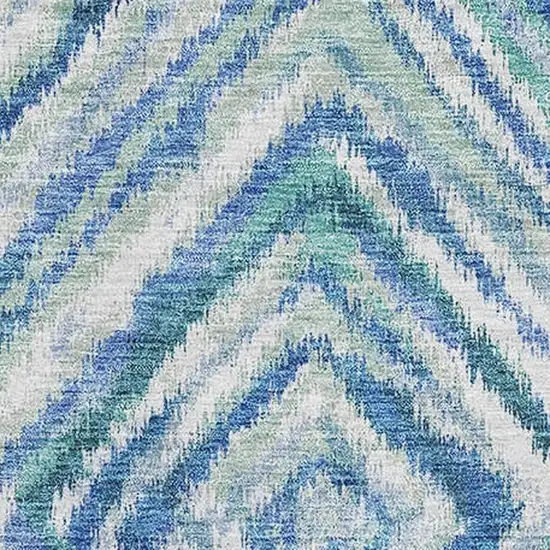 Blue Green And Ivory Geometric Washable Area Rug With UV Protection Photo 4