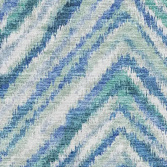 Blue Green And Ivory Geometric Washable Area Rug With UV Protection Photo 3
