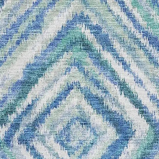 Blue Green And Ivory Geometric Washable Area Rug With UV Protection Photo 3