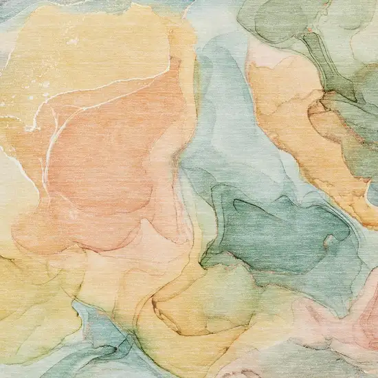 Blue Green And Orange Abstract Washable Area Rug With UV Protection Photo 3