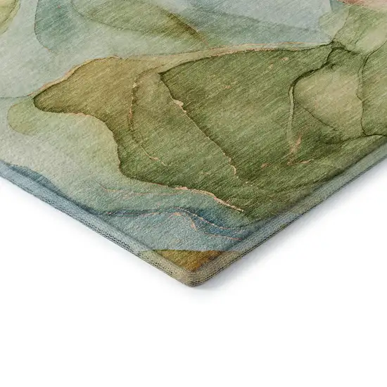 Blue Green And Orange Abstract Washable Area Rug With UV Protection Photo 8