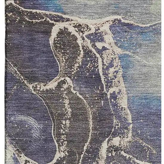 Blue Green And Orange Abstract Washable Area Rug With UV Protection Photo 2