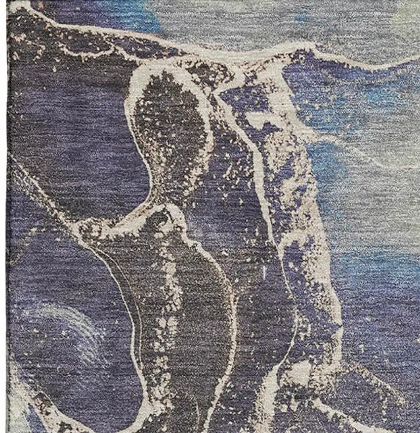 Blue Green And Orange Abstract Washable Area Rug With UV Protection Photo 2