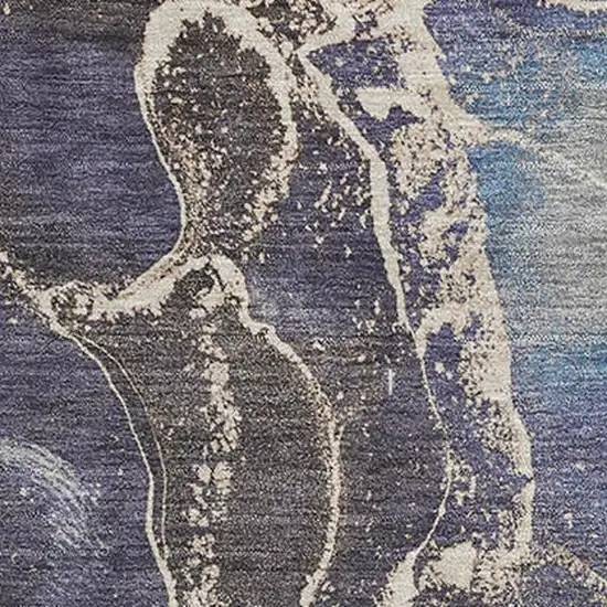 Blue Green And Orange Abstract Washable Area Rug With UV Protection Photo 2