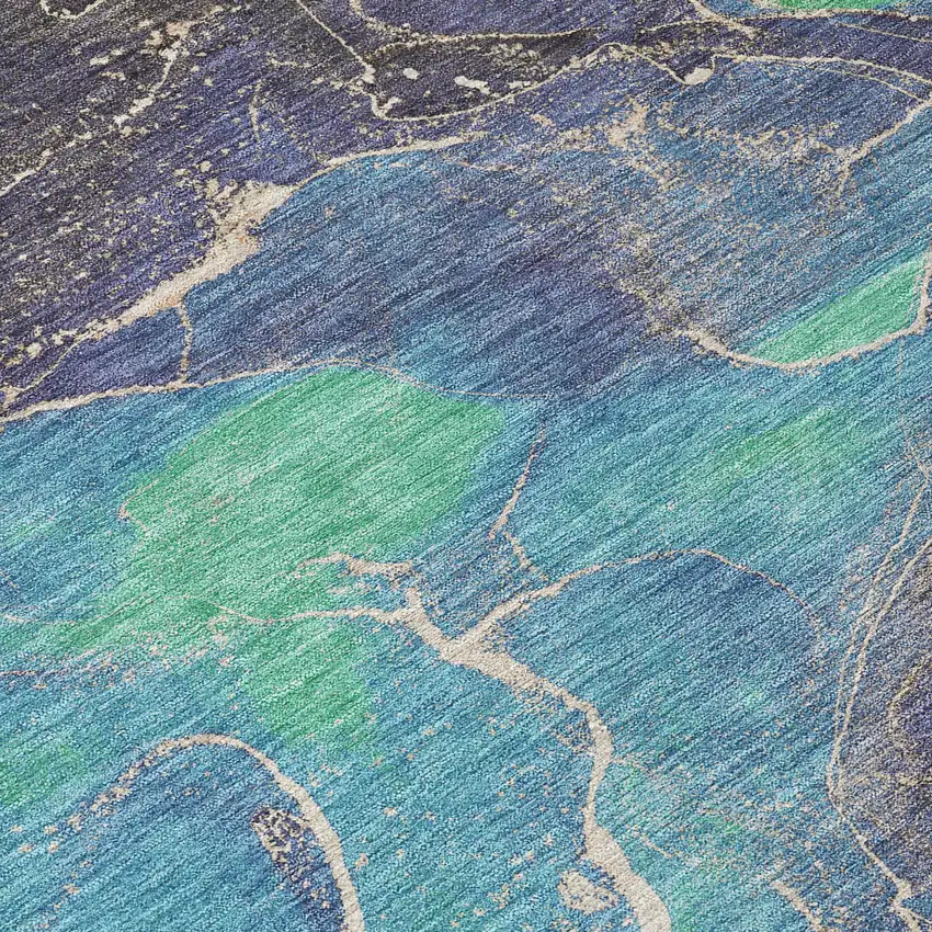 Blue Green And Orange Abstract Washable Indoor Outdoor Area Rug Photo 1