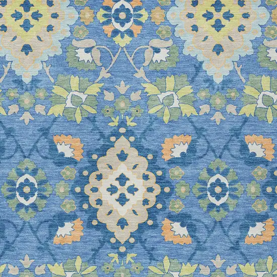 Blue Green And Orange Oriental Washable Indoor Outdoor Area Rug Photo 6