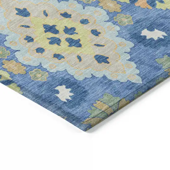 Blue Green And Orange Oriental Washable Indoor Outdoor Area Rug Photo 4