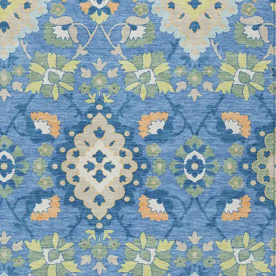 Blue Green And Orange Oriental Washable Indoor Outdoor Area Rug Photo 6