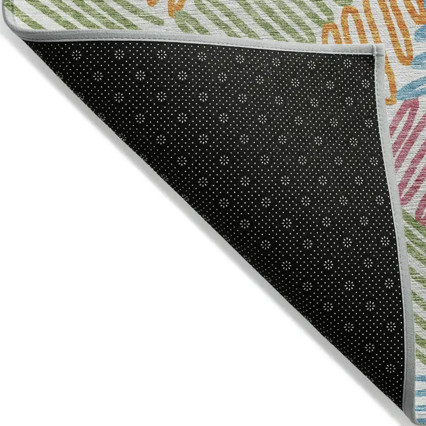 Blue Green And Pink Floral Washable Indoor Outdoor Area Rug Photo 5