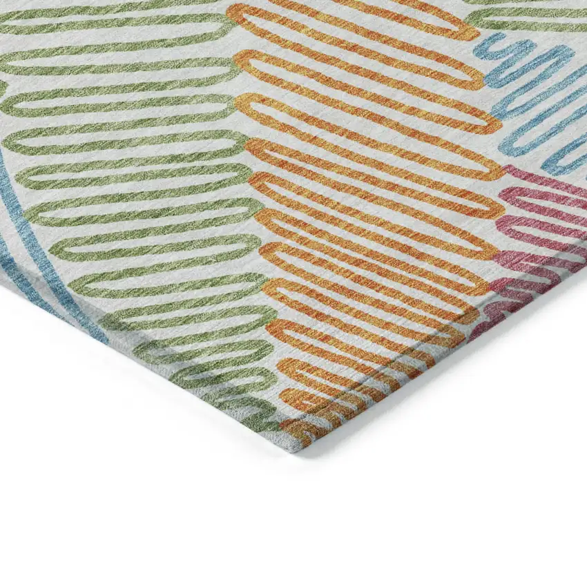 Blue Green And Pink Floral Washable Indoor Outdoor Area Rug Photo 3