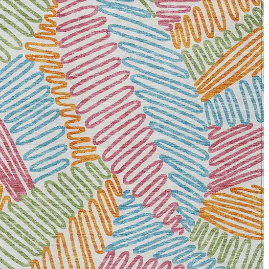Blue Green And Pink Floral Washable Indoor Outdoor Area Rug Photo 6
