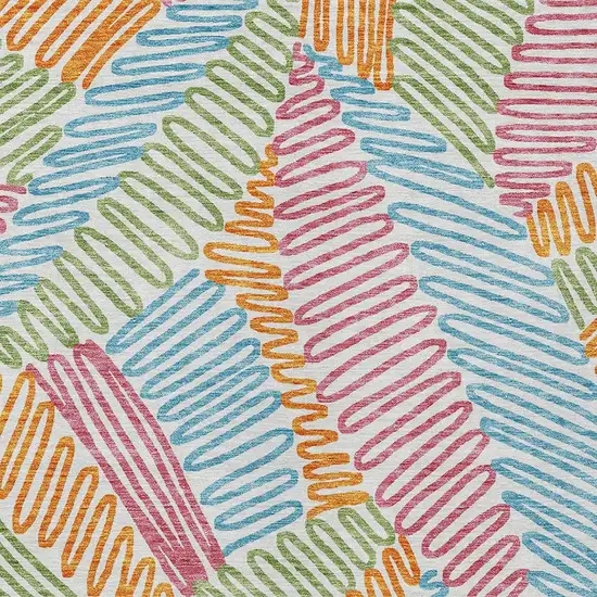 Blue Green And Pink Floral Washable Indoor Outdoor Area Rug Photo 7