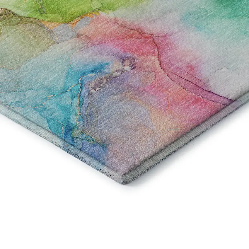Blue Green And Purple Abstract Washable Area Rug With UV Protection Photo 9
