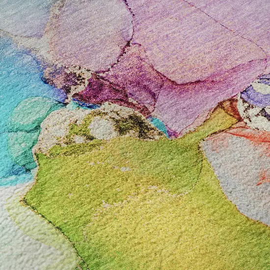 Blue Green And Purple Abstract Washable Area Rug With UV Protection Photo 3