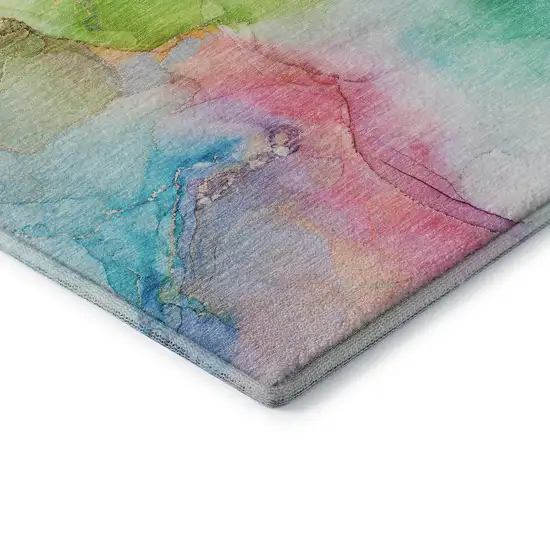 Blue Green And Purple Abstract Washable Area Rug With UV Protection Photo 9
