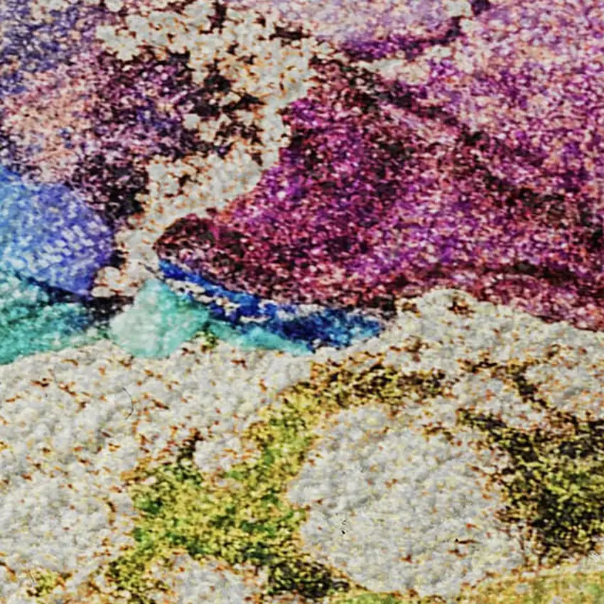Blue Green And Purple Abstract Washable Area Rug With UV Protection Photo 4