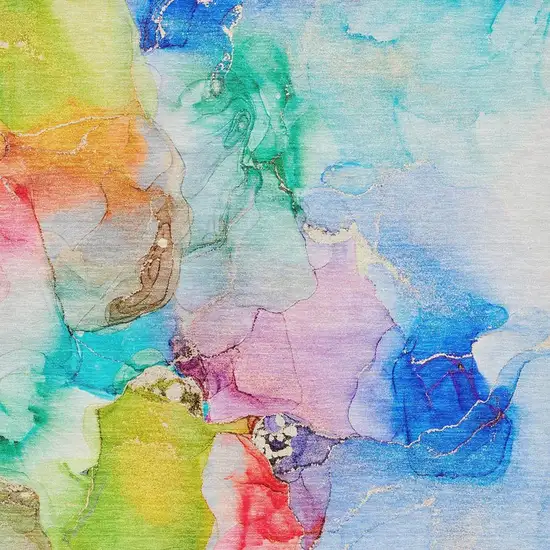 Blue Green And Purple Abstract Washable Area Rug With UV Protection Photo 8