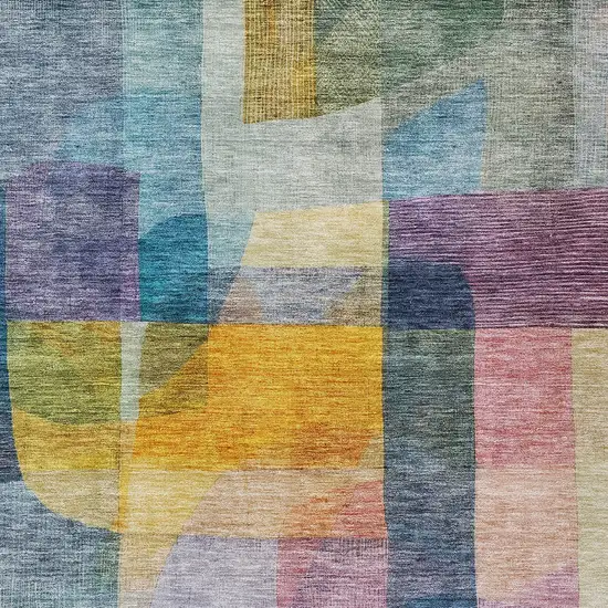 Blue Green And Purple Abstract Washable Indoor Outdoor Area Rug Photo 5