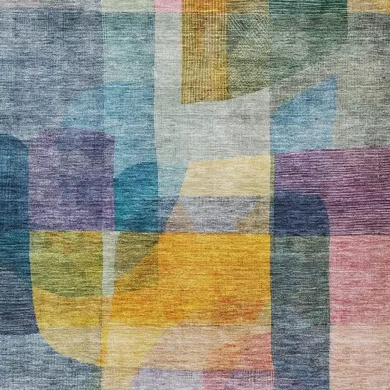Blue Green And Purple Abstract Washable Indoor Outdoor Area Rug Photo 5