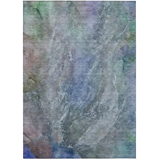 Blue Green And Purple Abstract Washable Indoor Outdoor Area Rug Photo 1