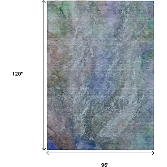 Blue Green And Purple Abstract Washable Indoor Outdoor Area Rug Photo 3