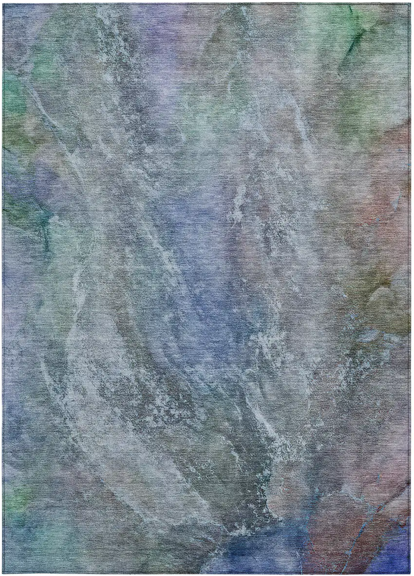 Blue Green And Purple Abstract Washable Indoor Outdoor Area Rug Photo 4