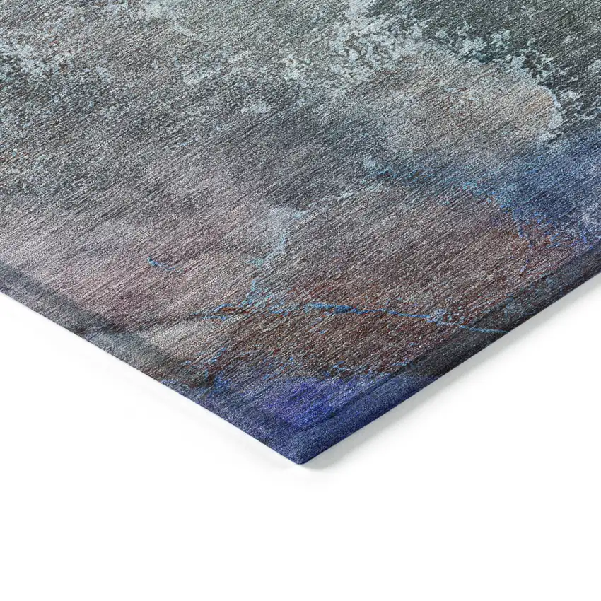 Blue Green And Purple Abstract Washable Indoor Outdoor Area Rug Photo 5