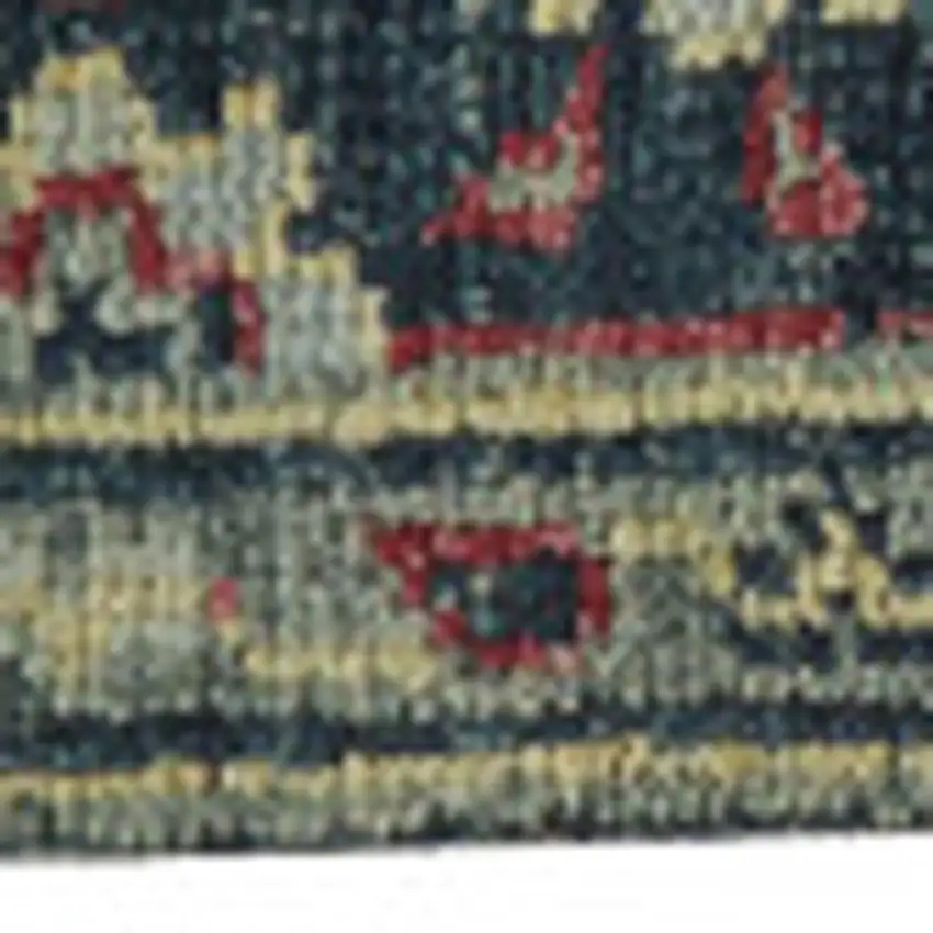 Blue Green And Red Wool Floral Hand Knotted Distressed Stain Resistant Area Rug With Fringe Photo 8