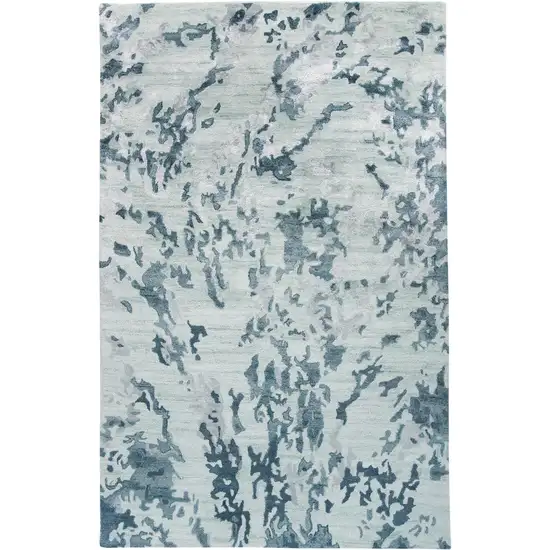 Blue Green And Silver Abstract Tufted Handmade Area Rug Photo 2
