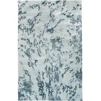 Photo of Blue Green And Silver Abstract Tufted Handmade Area Rug