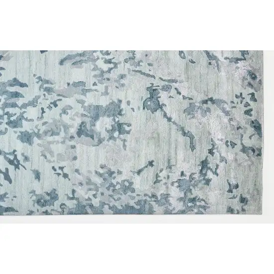 Blue Green And Silver Abstract Tufted Handmade Area Rug Photo 2