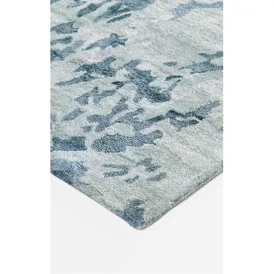 Blue Green And Silver Abstract Tufted Handmade Area Rug Photo 6