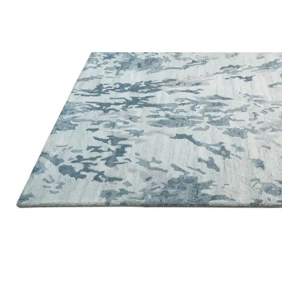 Blue Green And Silver Abstract Tufted Handmade Area Rug Photo 5