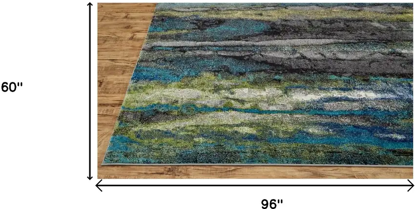 Blue Green And Taupe Stain Resistant Area Rug Photo 10