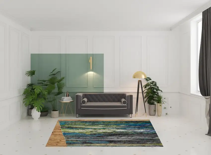 Blue Green And Taupe Stain Resistant Area Rug Photo 2