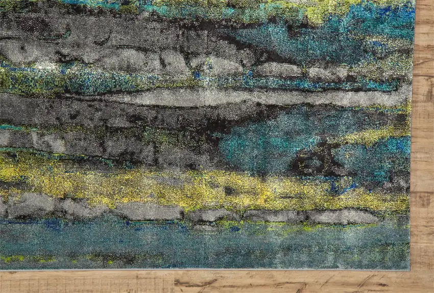 Blue Green And Taupe Stain Resistant Area Rug Photo 5