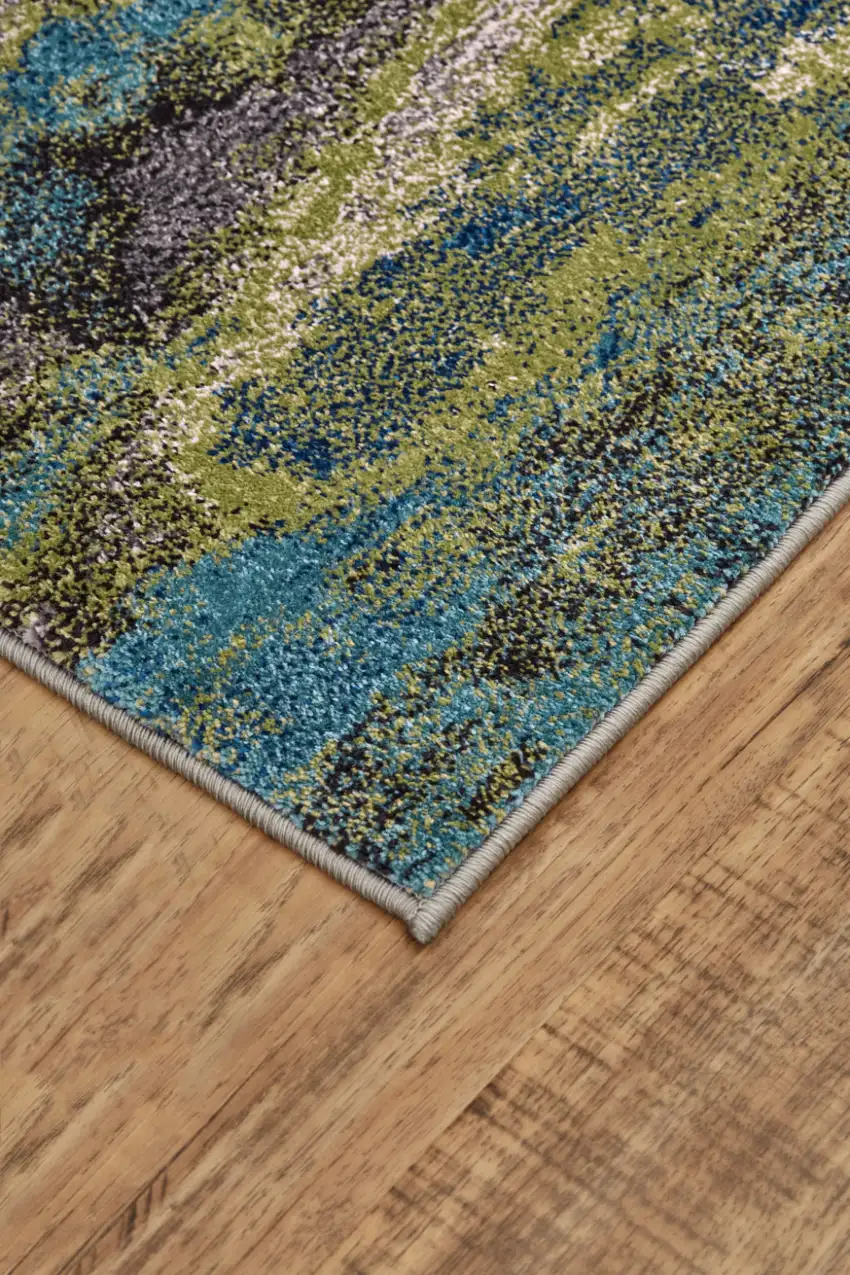 Blue Green And Taupe Stain Resistant Area Rug Photo 3