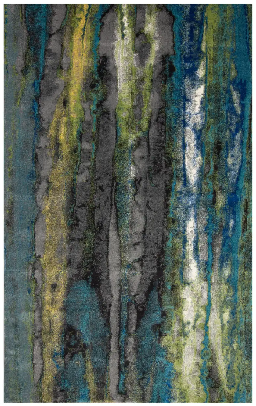 Blue Green And Taupe Stain Resistant Area Rug Photo 7