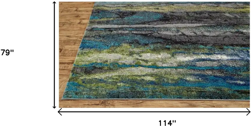 Blue Green And Taupe Stain Resistant Area Rug Photo 10