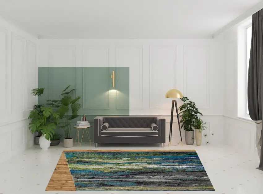 Blue Green And Taupe Stain Resistant Area Rug Photo 6