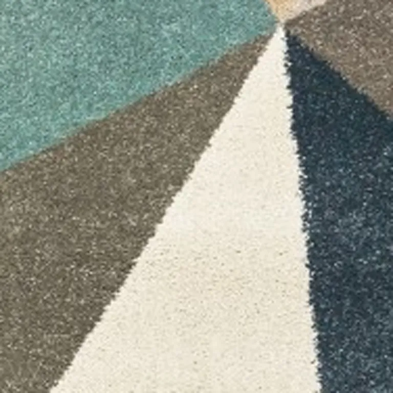 Blue Green Beige Retro Wedge Indoor Area Rug Photo 4