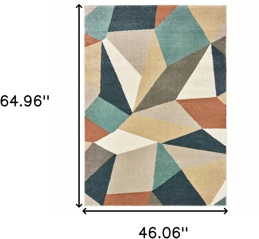 Blue Green Beige Retro Wedge Indoor Indoor Area Rug Photo 6